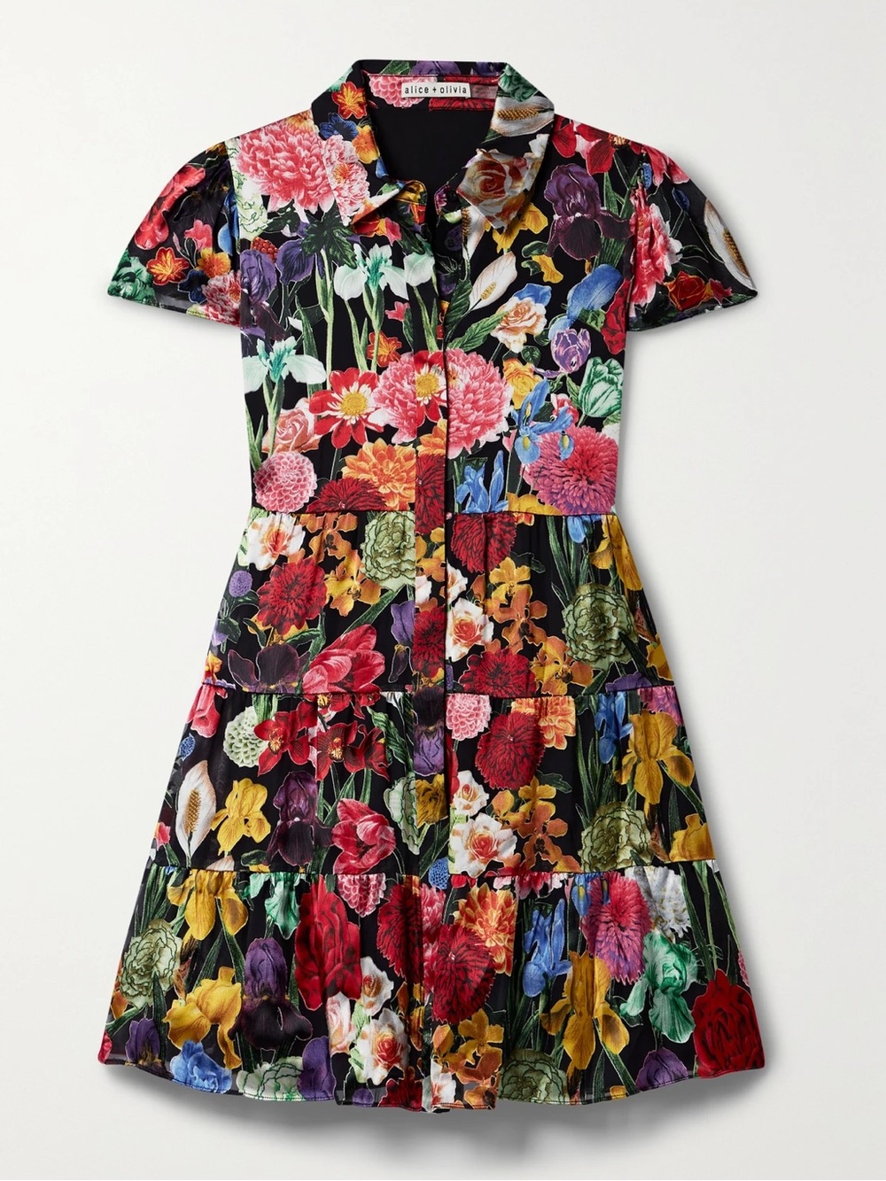 ❤️‍🔥 Alice + Olivia Meeko Tiered Silk-Blend Mini Shirtdress ❤️‍🔥size 8 - Picture 6 of 16